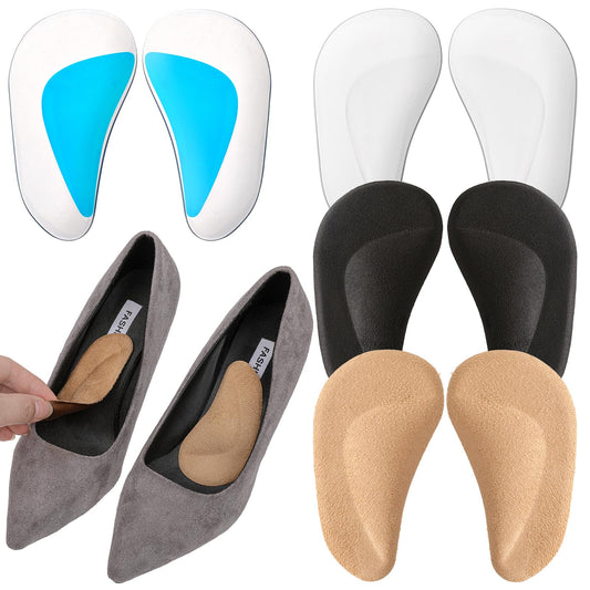 Sibba 4 Pairs Silicone Orthopedic Foot Insoles, Gel Arch Support Pads, Arch Support Insoles, Plantar Fasciitis Shoe Inserts Insole, Heel Inserts Cushion Pads for Relieve Pressure and Foot Pain