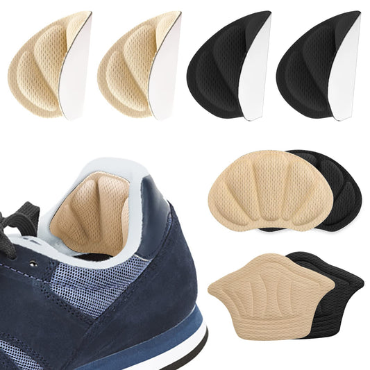 Sibba Heel Protectors Feet Shoe Too Big Filler Protector Patches Stickers Crease Pads Inserts Cushion Blister Pain Relief Aid Prevention Heels Grips for Men Women (4 Pairs Multi-color)