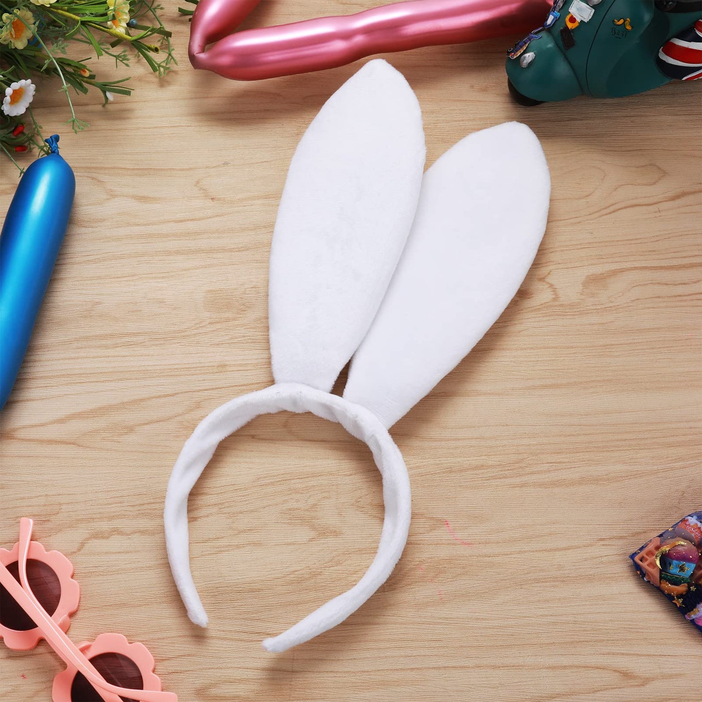 Sibba Bunny Ears Headband Accessory 1 Piece Plush Costume Rabbit Hairband Christmas Halloween Cosplay Party Favor Hearwear Hot Play Headpiece Dress Up Decoration Women (White Long Pattern)