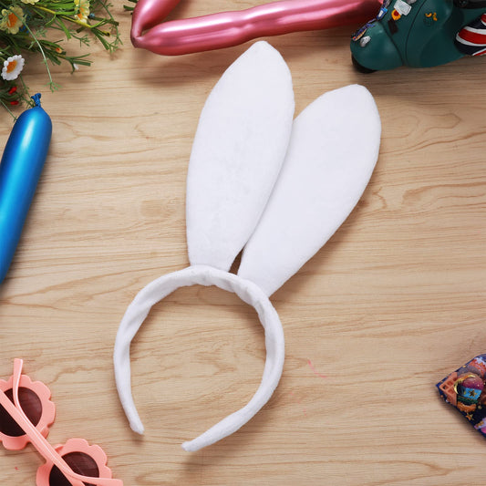 Sibba Bunny Ears Headband Accessory 1 Piece Plush Costume Rabbit Hairband Christmas Halloween Cosplay Party Favor Hearwear Hot Play Headpiece Dress Up Decoration Women (White Long Pattern)