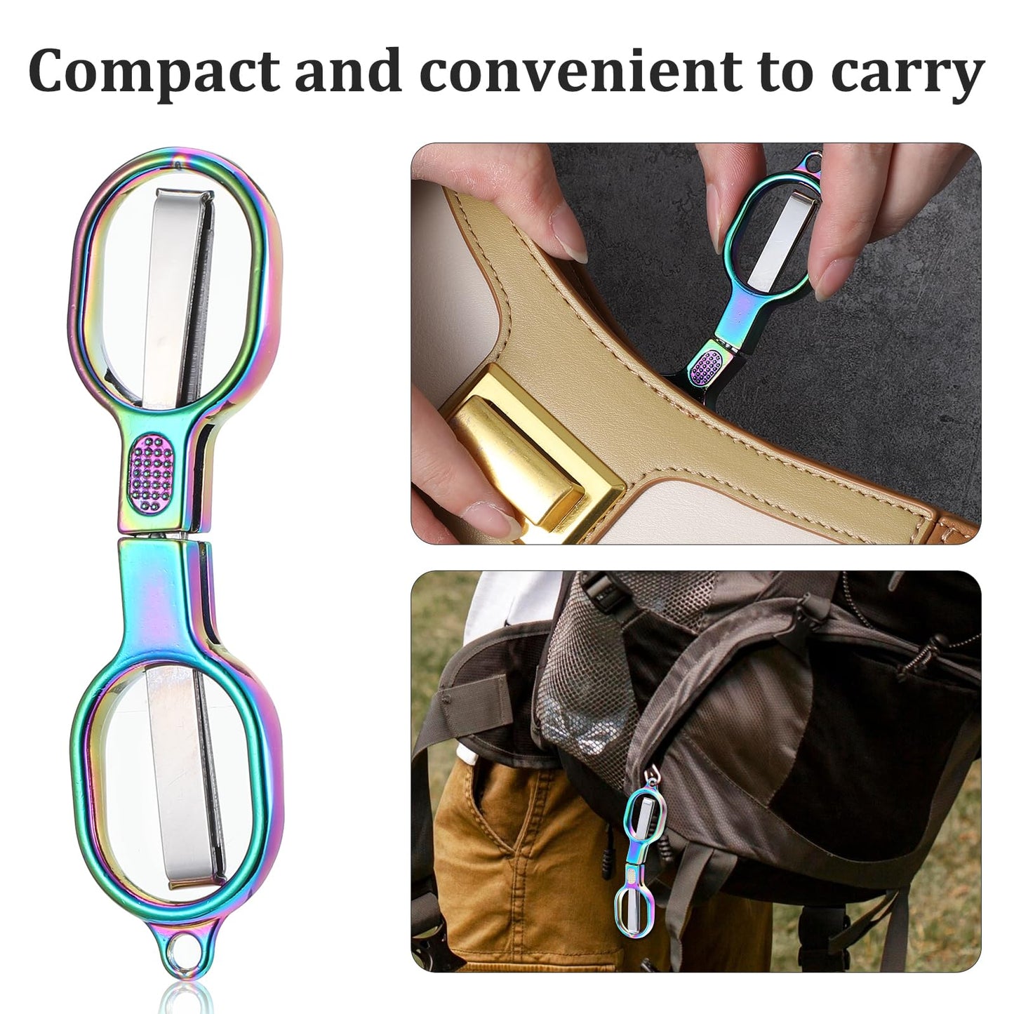 Wanmu 2Pcs Mini Travel Scissors, Portable Pocket Folding Safe Scissors, Stainless Steel Tiny Retractable Scissors, Small Scissors All Purpose for Purse Must Haves, Outdoor, Home, Office Use