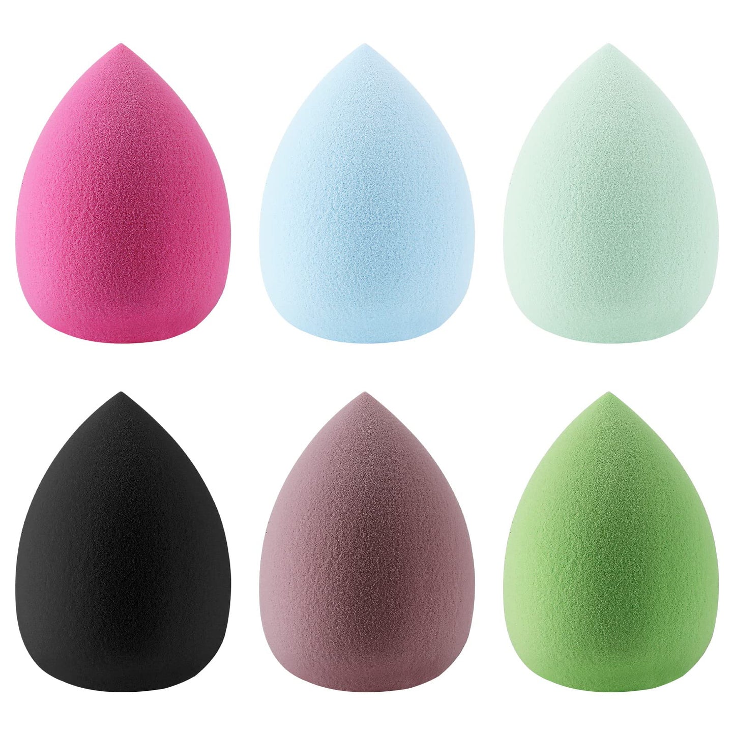Sibba Powder Puff Beauty Blenders Pads 6 Pieces Contour Makeup Sponge Make Up Face Foundation Concealer Cosmetic Blending Holder Mini Washing Set Small Brushes Tools (Multi-colored)