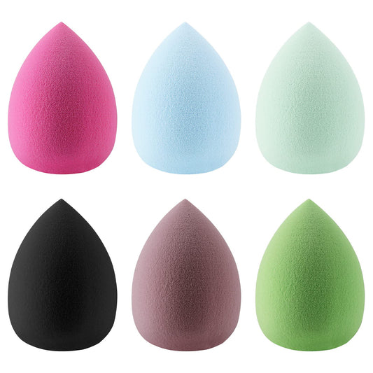 Sibba Powder Puff Beauty Blenders Pads 6 Pieces Contour Makeup Sponge Make Up Face Foundation Concealer Cosmetic Blending Holder Mini Washing Set Small Brushes Tools (Multi-colored)