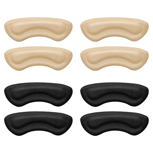 Sibba 8 Pieces Heel Cushion Pads Heel Grips for Ladies Shoes Heel Inserts for Loose Shoes Self-Adhesive Liner Anti Rubbing Blisters Insoles Heel Protectors Anti-Slip Foot Care (Black & Skin Color)