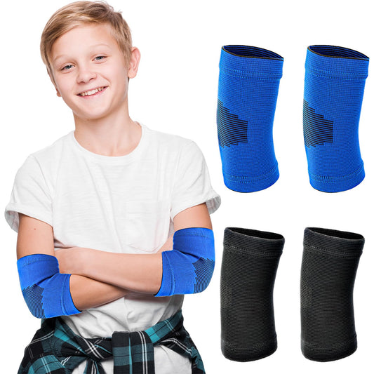 Sibba 2 Pairs Compression Elbow for kids, Knit Elbow Brace Sleeve Compression Brace Gym Arm Sleeve Elbow Support Breathable Elbow Wraps for Volleyball Basketball Tennis Weight Lifting Sports
