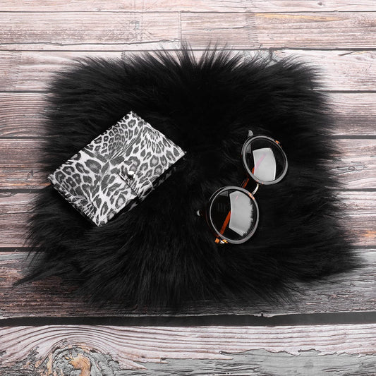 Sibba Faux Fur Fabric Cuts 10 Inch Square Plush Pre-cut Strips Sewing DIY Arts Crafts for Clothing Rugs Patches Blankets Photographic Background Floor Decoration (Black)