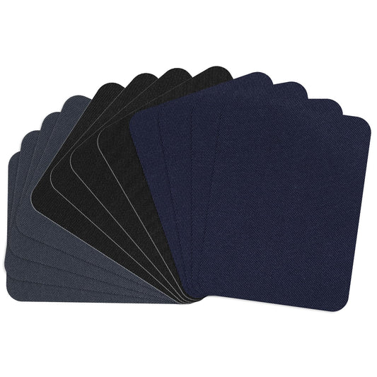 12 Pcs Iron on Patches, Fabric Repair Patches Iron-on Patches for Clothing Iron on Vinyl for T-Shirt 4 Shades Jean Patches Repair Decorating Kit for Sofa Repair DIY (Dark Gray Navy Blue Black)