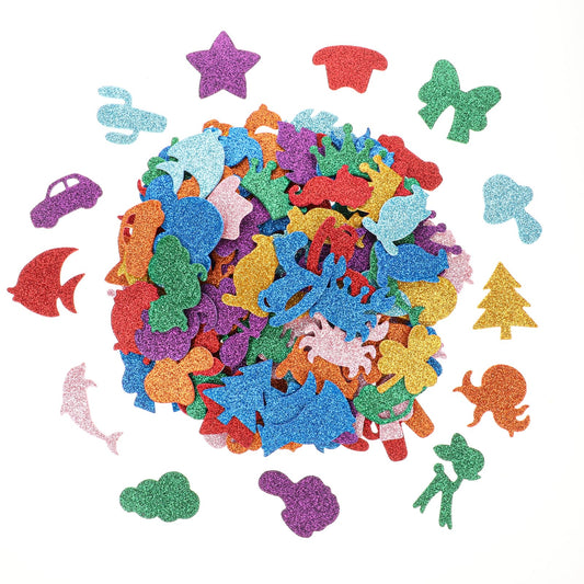 COMNICO Sea Animal Stickers, 140 Pcs Glitter Foam Colorful Ocean Sea Fish Foam Stickers Self Adhesive Bulk Sea Creature Stickers for Ocean Theme Party Favors Decoration Home Arts Crafts DIY Supplies
