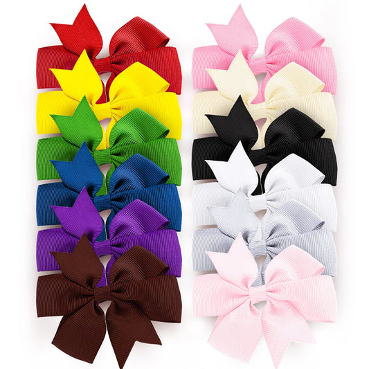 Sibba 3 Inch Clips Headpiece 12 Pcs Easter Christmas Party Little Bow Clip Multi-colored Barrettes Kawaii Fabric Ribbons Grosgrain Alligator Headwear Casual Hair Wear Women Girl