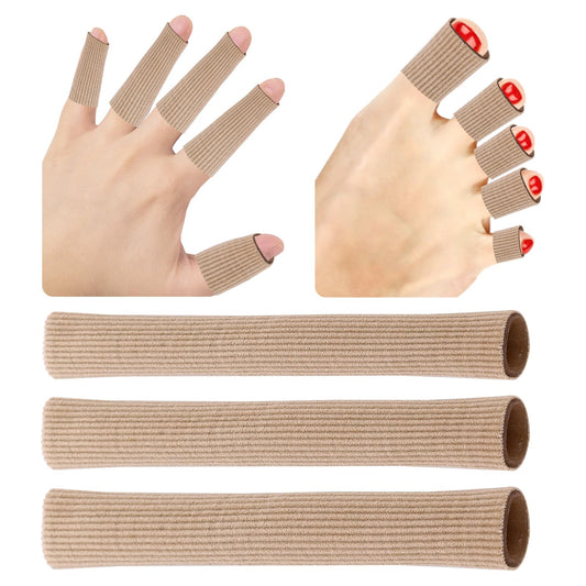 Sibba 3 Pcs Toe Cushion Tubes with Gel Lining, Breathable Toe Protectors Sleeve Cushion Tubes Bandage Finger Sleeves Cushion Big Toe Guards Prevent Pain Corns Calluses Bunion Relief Treatment (S M L)