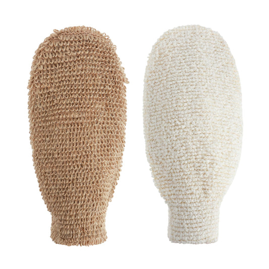 COMNICO 2 Packs Fiber Natural Exfoliating Glove Deep Cleanse Body Scrubber Shower Exfoliating Mitt Soft Dead Skin Cell Remover Spa Massage Bath Wash Gloves for Men Women Body Scrub