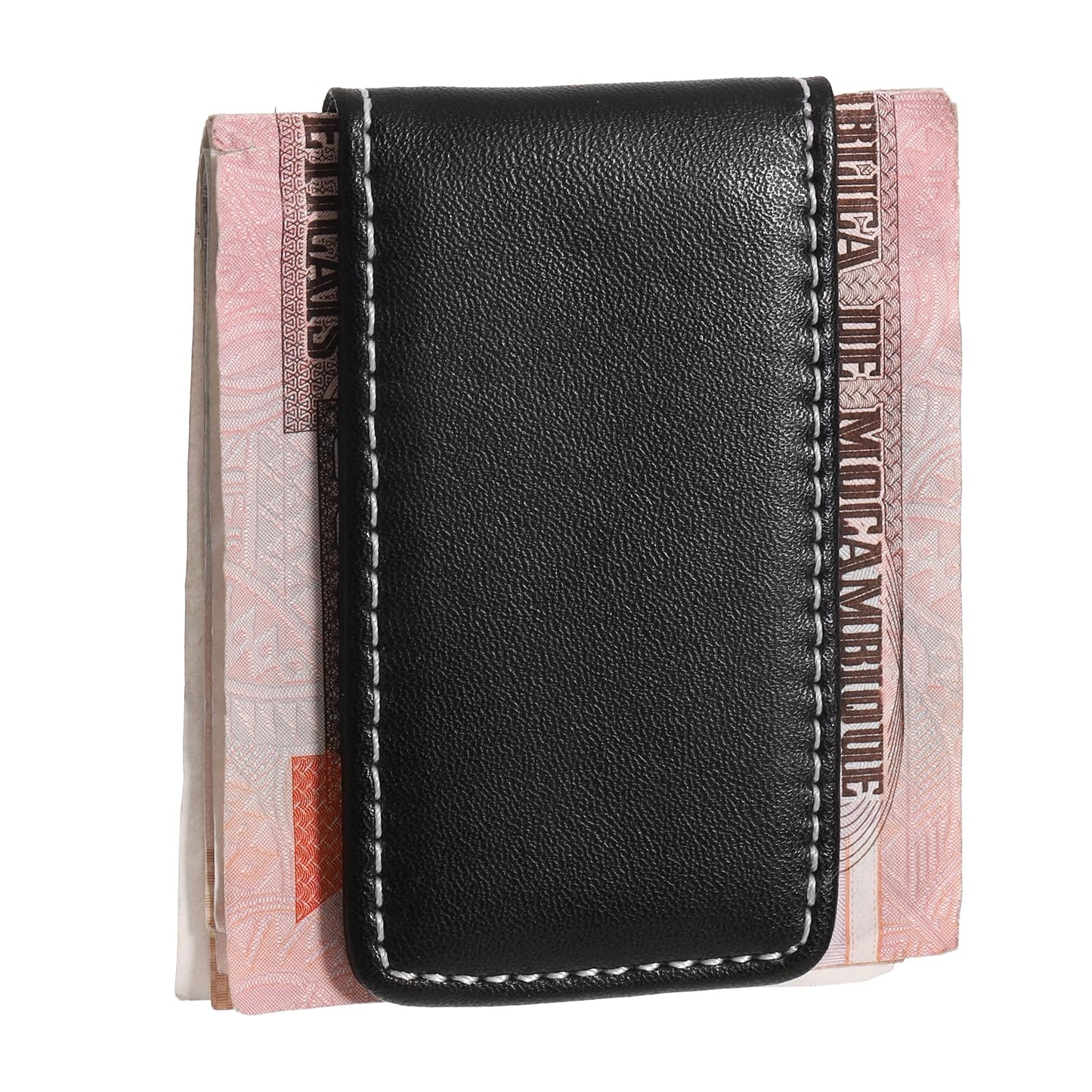 Hpmjz Black Magnetic Money Clip Minimalist Design Cash Wallet Slim Leather Business Money Holder for Card Men Wallet