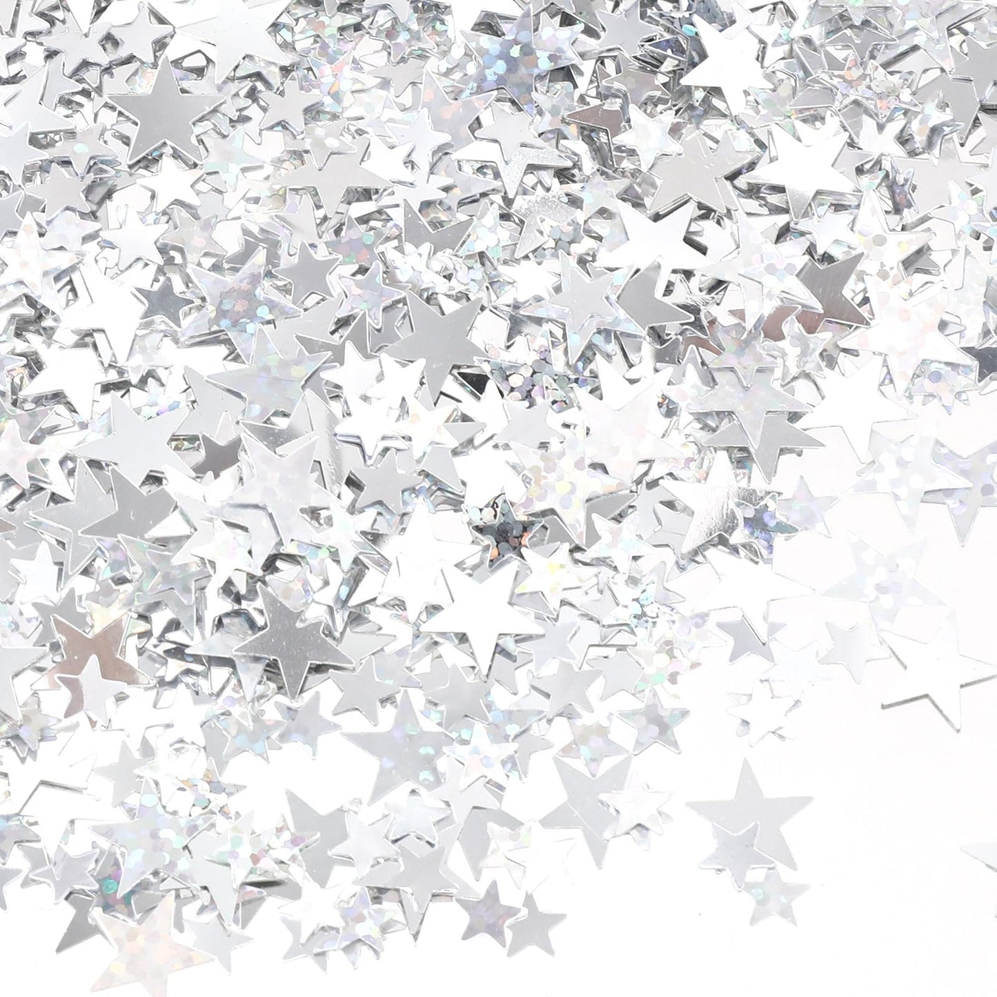 60 g/ 2.1 oz Silver Metallic Star Confetti, Metallic Glitter Foil Sequin Scatter Star Confetti Silver and Glitter Star Table Confetti for Wedding Birthday Party Decoration