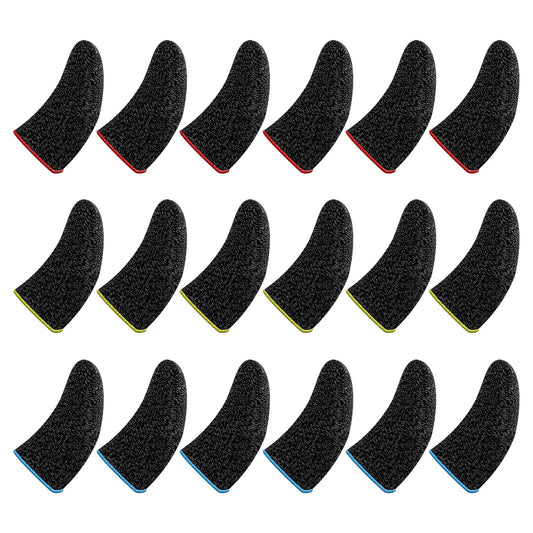 24Pcs Mobile Phone Gaming Finger Sleeves Thumb Sleeves for All Touchscreen Devices Silver Fiber Finger Protector Anti-Sweat Breathable Seamless Touchscreen Finger Cover for Phone Game