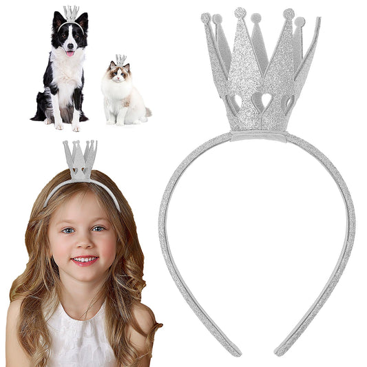 Sibba Shiny Crown Headband Glitter Hairband Crystal Tiaras Rhinestone Headwear Princess Head Band Beautiful Diamonds Queen Hair Accessories for Women Party Decorations Birthday (Silver)