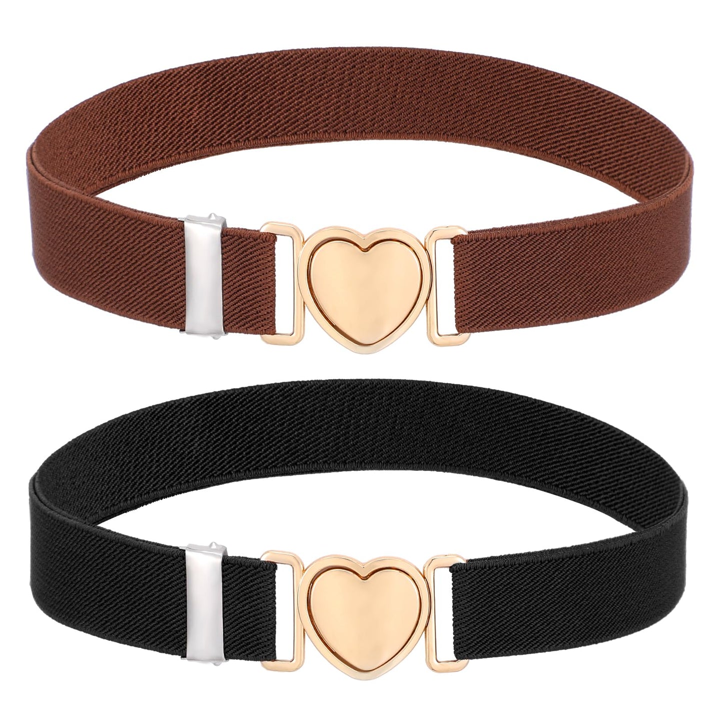 Wanmu 2 Pcs Kids Elastic Belt Adjustable Toddler Heart Buckle Stretch Belts for Girls Boys Dress Jeans Pants