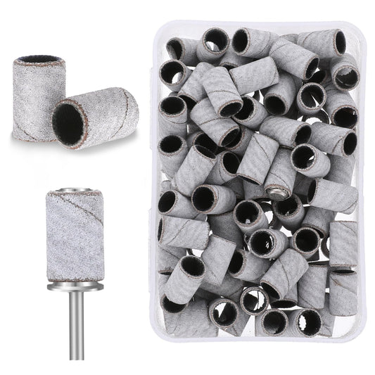 100pcs Nail Sanding Bands Fine Grit Nail Drill Bits Nail File Sanding Bands for Natural Nail Acrylic Nails Gel Removing Shaping Manicures Pedicure Polishing Nail Salon Use