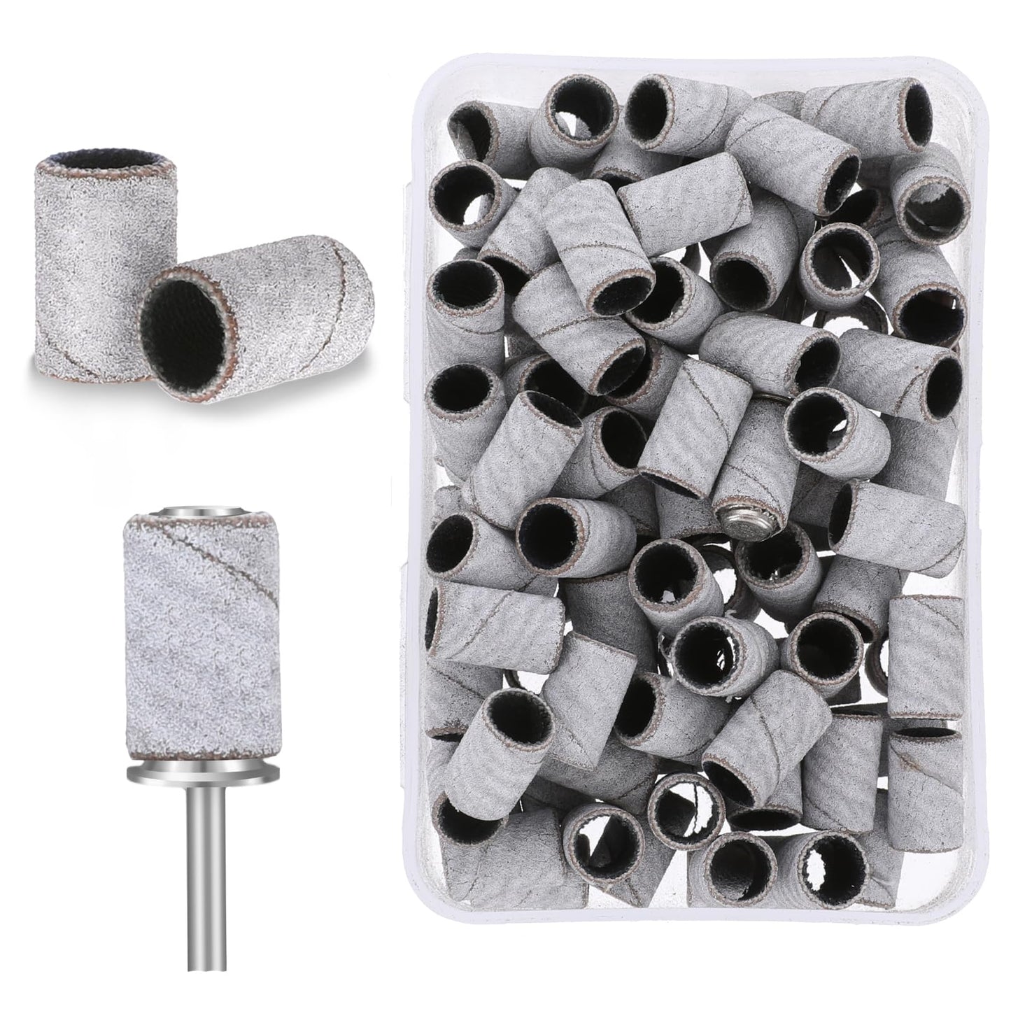 100pcs Nail Sanding Bands Fine Grit Nail Drill Bits Nail File Sanding Bands for Natural Nail Acrylic Nails Gel Removing Shaping Manicures Pedicure Polishing Nail Salon Use