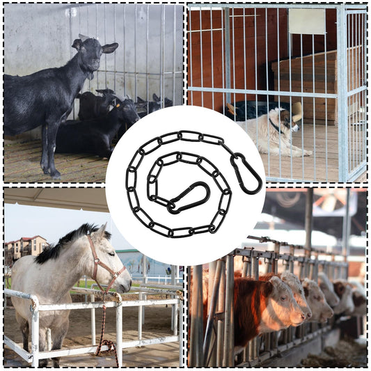 COMNICO Gate Chain Lock, 1Pcs 20 Inch Heavy Duty Stainless Steel Chain Link Fence Gate Chain with Both-Ended Carabiners Fence Gate Latch for Outdoor Fence Pet Cages Horse Goat Cow Corral Supplies