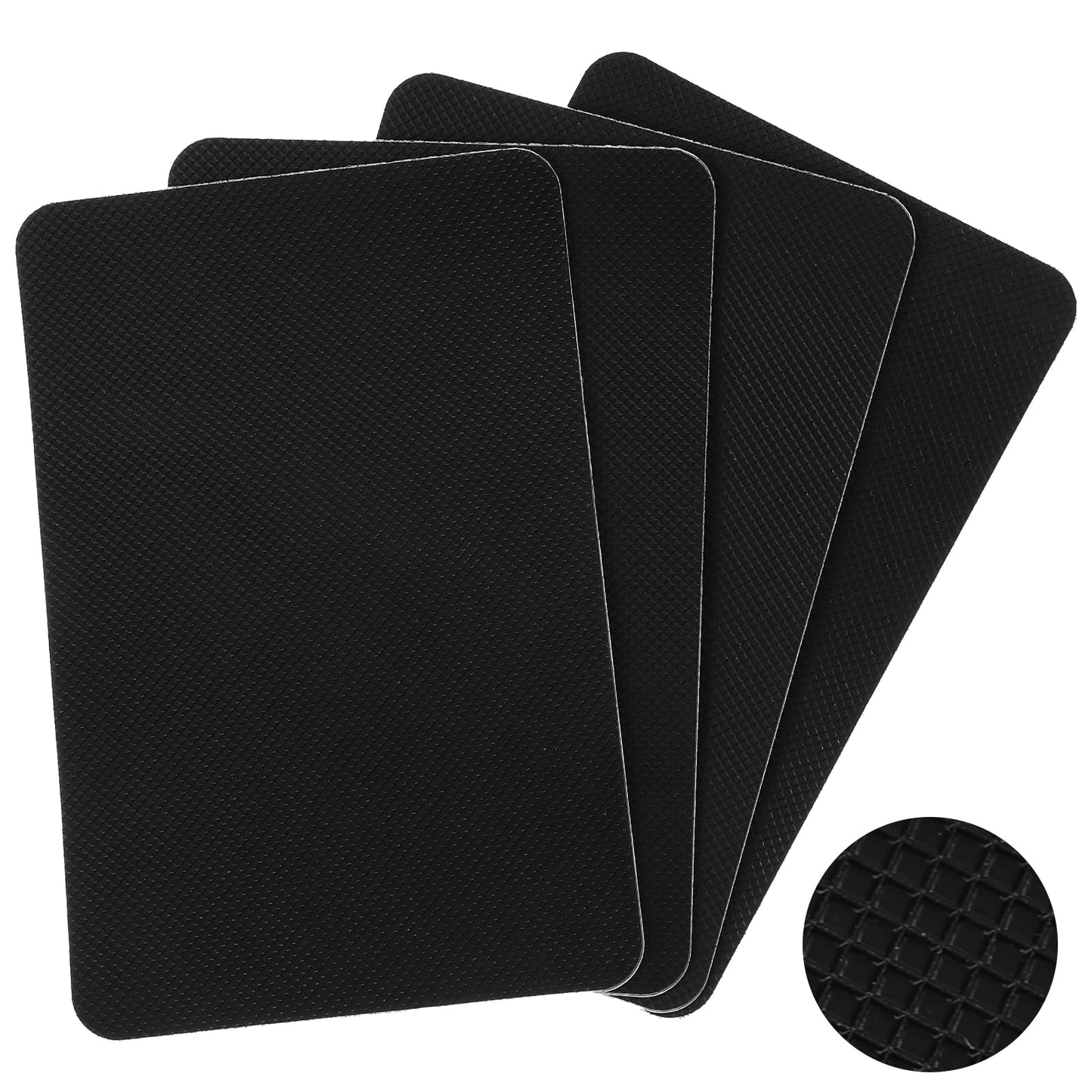 4pcs Enhanced Cuttable Rubber Grip Tape Ultra-Thin Strong Adhesive Non-Slip Sheets for Safer Handles & Surfaces Waterproof Soundproof Anti Vibration Heat Resistant Pads for DIY Crafts Floor Cushioning
