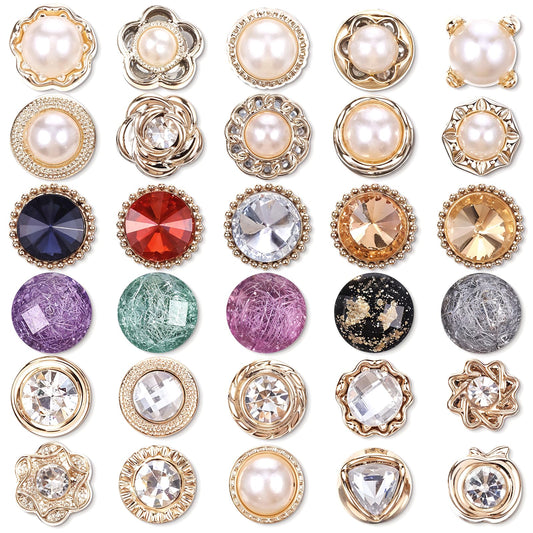 30 Pcs No Sew Invisible Buttons Pearl Brooch Button Women Reusable Pearl Cover Up Pin Removable Replacement Safety Button Dress Supplies Decoration for Girls Clothing Shirt Blouse Shawl Coat Christmas