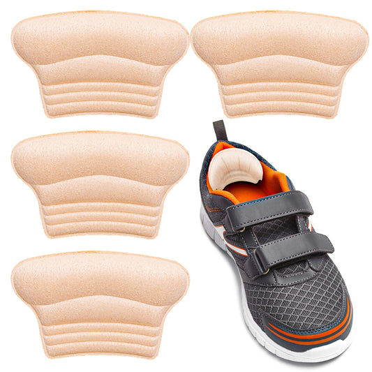 2 Pairs Self-Adhesive Heel Grips, Kids Shoe Inserts, Cute Soft Heel Pads for Loose Shoes, Add Comfort and Volume, Prevent Skin Rubbing and Blister for Toddlers Girls Boys Shoes (Nude)