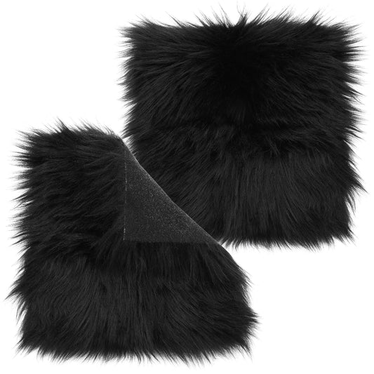 Sibba Fur Faux Locker Fabric Rug Polyester Yard Pre Cut Artificial Craft Costume Double Side Square Crafting Strips Liners Set Plush Precut Fluffy Cloth Photography Cosplay Outdoor(Black,20 cm)
