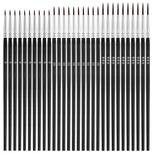 Wanmu Tiny Detail Paint Brushes, 30 Pcs Miniature Paint Brushes Set, Watercolor Brushes for 40k Acrylic Watercolor Oil Models Fine Detailing Art Painting, Size #0#00#000