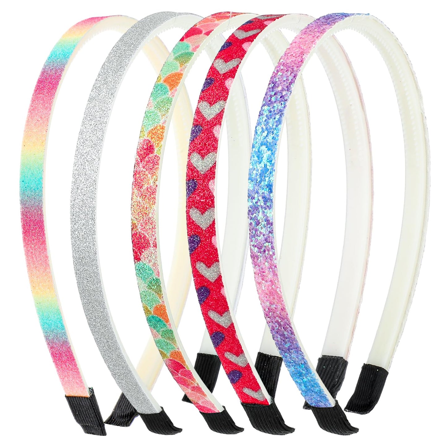 5Pcs Glitter Headbands Skinny Sparkle Thin Rhinestone Hairbands Elastic Plastic Non-slip Crystal HeadBand Bling Hair Accessories for Sports Yoga Wedding Birthday Party Women Girls