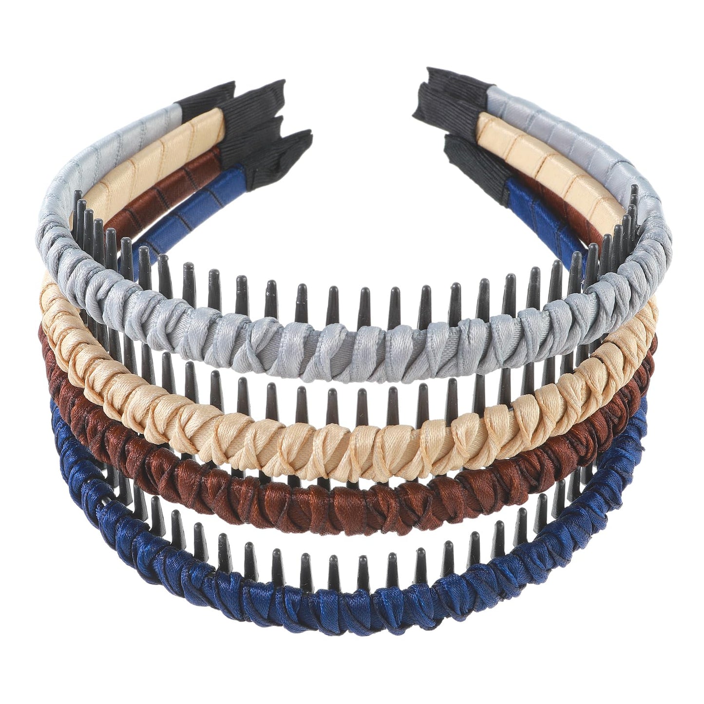 Sibba Headbands Head Bands 4 PCS Elastic Hair Band Hoop Non Slip Zig Zag Adjustable Wavy Teeth Comb Hairband Thick Comfy Hairbands Summer Sports Comfortable Headpiece Curly Hairstyle Yoga Spa Women