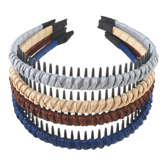 Sibba Headbands Head Bands 4 PCS Elastic Hair Band Hoop Non Slip Zig Zag Adjustable Wavy Teeth Comb Hairband Thick Comfy Hairbands Summer Sports Comfortable Headpiece Curly Hairstyle Yoga Spa Women