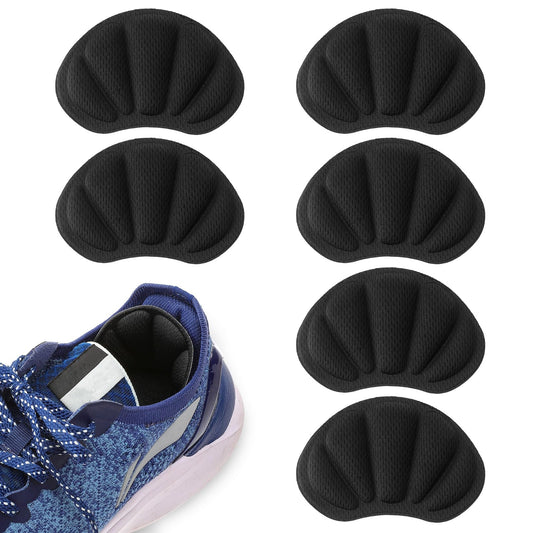Back of Shoe Heel Inserts, 6Pcs Mesh Self-Adhesive Heel Cushion Pads for Women Men, Heel Cushion Inserts Prevent Shoes Too Big Anti Blister Shoe Liners Heel Protectors(Black,2 Pairs)