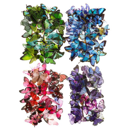 COMNICO 160PCS Transparent Butterfly Stickers, PET Waterproof Resin Decorative Decals Colorful Vintage Craft Sticker for Nature Scrapbook Journaling Planners Laptops DIY Handbook