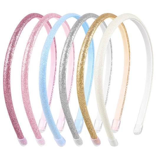 6Pcs Elastic Shiny Headbands Non-slip Sparkly Headband Hair Bands Hoops Comfortable Teeth Hairbands Soft Sequin Hair Accessories for Sports Teens Girls Women Decoration Party Costumes Supplies