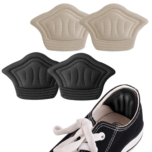 Sibba 4 Pieces Thick Non-slip Heel Grips Heel Cushion Pads for Loose Shoes Shoe Inserts Liner for Blisters Self-Adhesive Heel Protector, Shoe Heel Repair Patch for Men Women (Black&Nude)