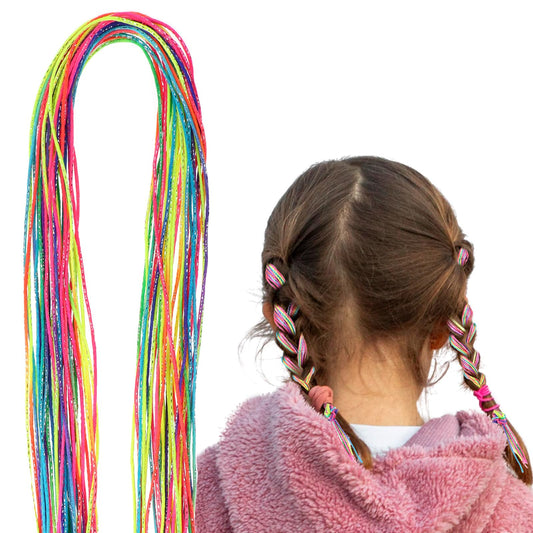 WLLHYF 30 Pcs Hair Braids Colorful Hair Wrap String Assorted Gradient Color Hair Rope Band Rainbow Braiding Hair Tie DIY Ponytail Braids Hair Styling Accessories for Women Girls (Silver)