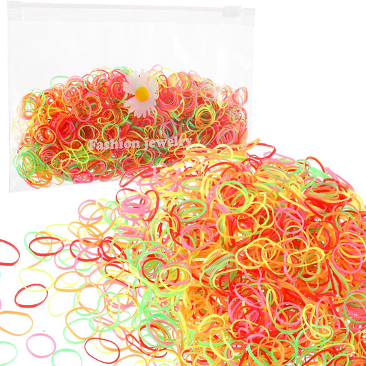 COMNICO 1000PCS Elastic Hair Ties Mini Rubber Bands Soft Hair Elastics 2mm in Width and 32mm in Length for Girls Kids Women(multicolor)