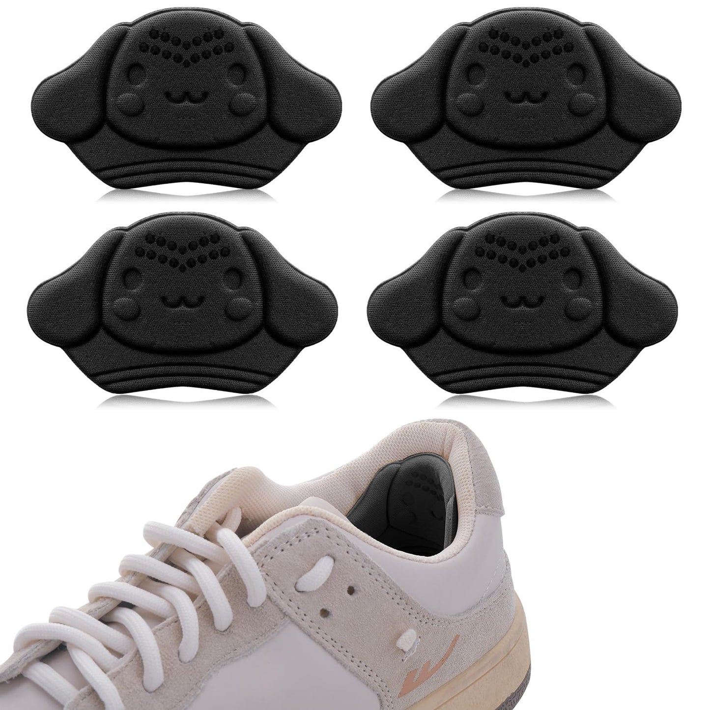 Sibba Shoe Inserts for Kids, 2 Pairs Self-Adhesive Heel Cushion Heel Grips, Add Comfort and Volume, Cute Small Heel Inserts for Girls and Boys Boots, Trainers, Or School Shoes(Black)