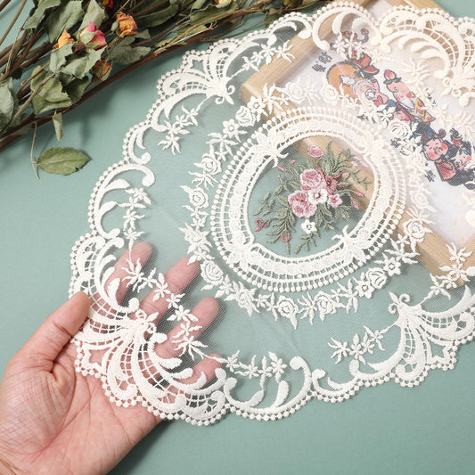 Sibba Cotton Lace Doilies 2Pcs Crochet Lace Tablecloth Handmade Doilies Place Mats Table Round Overlay Cottons Place Mats Christmas Dessert Cake Plates Kitchen Dining Tableware Decor Wedding Parties