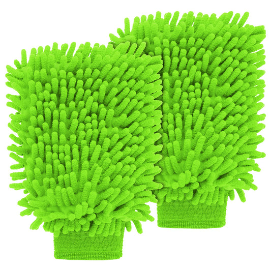 Sibba 2 PCS Wash Cloths Car Cleaning Supplies Microfiber Towels Brush Wheel Detailing Kit Care Mitt Long Handle Sponge Interior Cleaner Drying Scratch Guard Shampoo Washing Wipes Weave Towel (green)