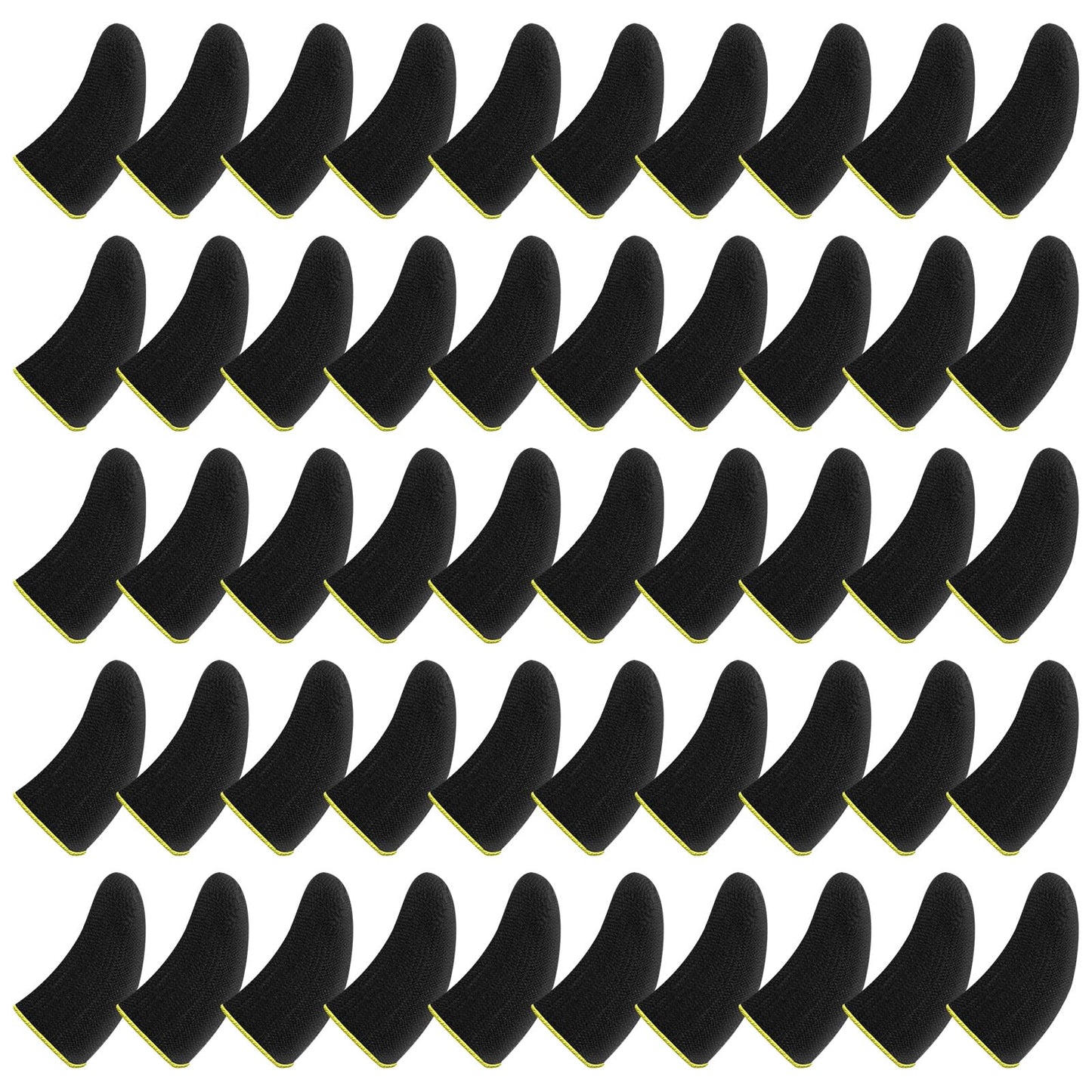 WLLHYF 50pcs Carbon Gamer Finger Thumb Sleeves, Breathable Anti Sweat Compression Support Seamless Touchscreen Finger Cover Mobile Phone Gaming Stabilizer Compatible with All Touchscreen Devices
