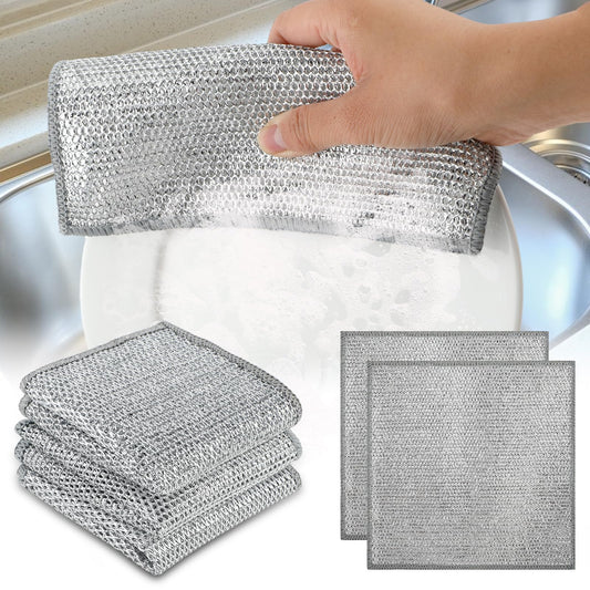 COMNICO 5pcs Multipurpose Wire Dishwashing Rags Non-Scratch Scrub Sponges Zero Scratch Dishcloth for Wet and Dry, Scrubbing & Cleans Non-Stick Cookware Dishes Sinks Stove Tops