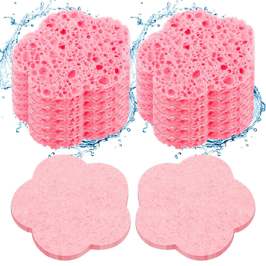 Sibba Compressed Facial Sponges, 10PCS Flower Cellulose Facial Sponges, Face Exfoliator Cleansing Sponge, Natural Cosmetic Spa Sponges for Facial Cleansing, Massage, Pore Exfoliating, Mask, Makeup