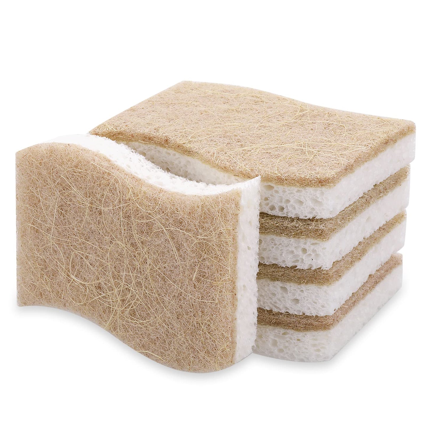 Sibba 5Pcs Cleaning Sponges for Kitchen, Non-Scratch Scrub Sponge, Natural Plant Based Scrubber Sponges for Cleaning Dishes, Odor Free