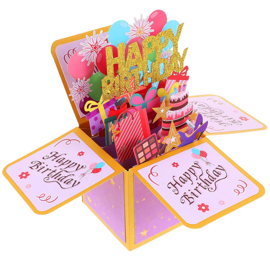Sibba Happy Birthday Card Party Decorations Funny Gifts Mom Daughter Friend Pop Up Box 3D Greeting Wrapping Paper Toppers Envelopes Handmade DIY Star Candles Balloon Holder Stock Friendship