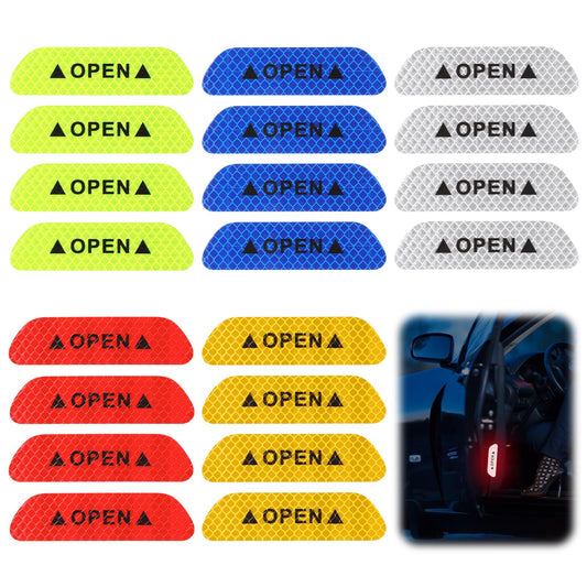 Automotive Decals 20 PCS Exterior Car Door Stickers Auto Safety Tips Exteriores Focus Fit Journey Initials Letters Sign DIY Window Reflective Open Warning Line Back Flag Trucks Protective Strip Tape