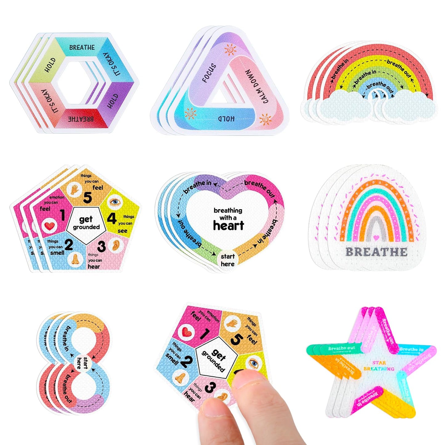 Dimeho 24 Pcs Sensory Calm Sticker Rainbow Textured Strips Anti Anxiety Adhesive Rough Tactile Pad Relief Calming Stickers for Adult Desk Phone Classroom Office Bottle Cup