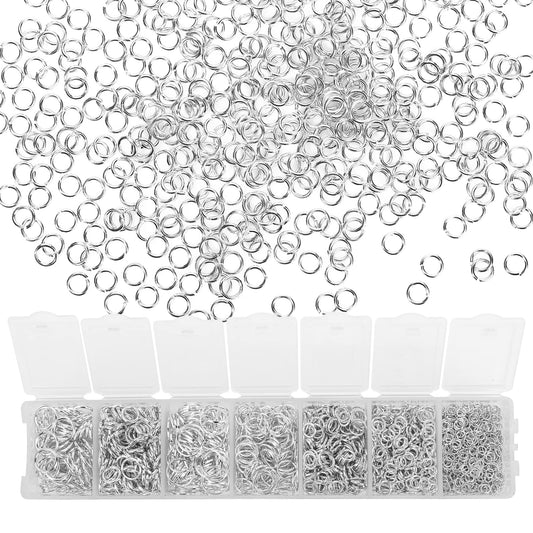 Sibba 1500 Pcs Jump Rings for Necklace Jewelry Making Keychain Silver Key Chain Links Tools Crafts Split Open Connectors Repair Kit Stainless Steel Opener Keyrings Jewellery Findings