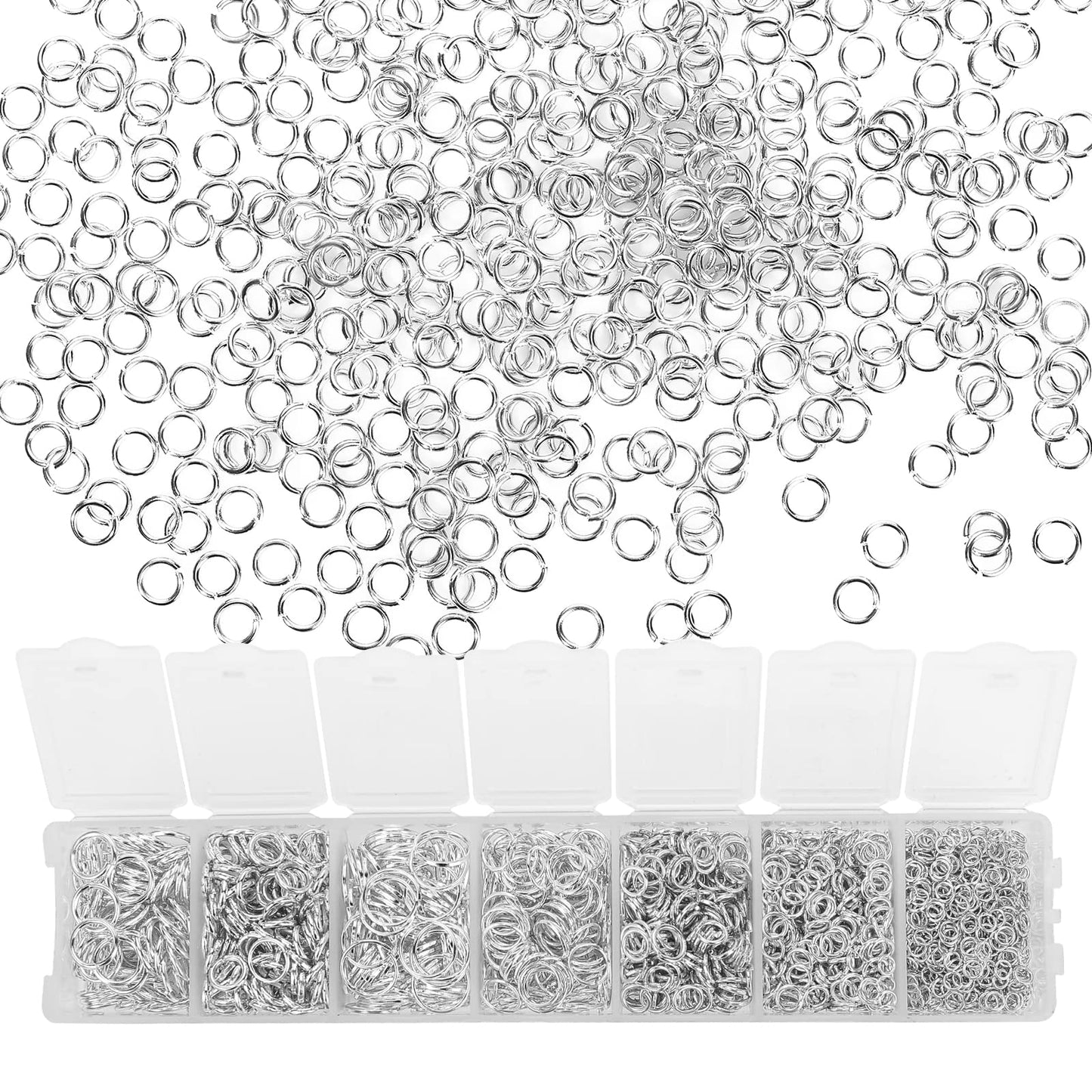 Sibba 1500 Pcs Jump Rings for Necklace Jewelry Making Keychain Silver Key Chain Links Tools Crafts Split Open Connectors Repair Kit Stainless Steel Opener Keyrings Jewellery Findings