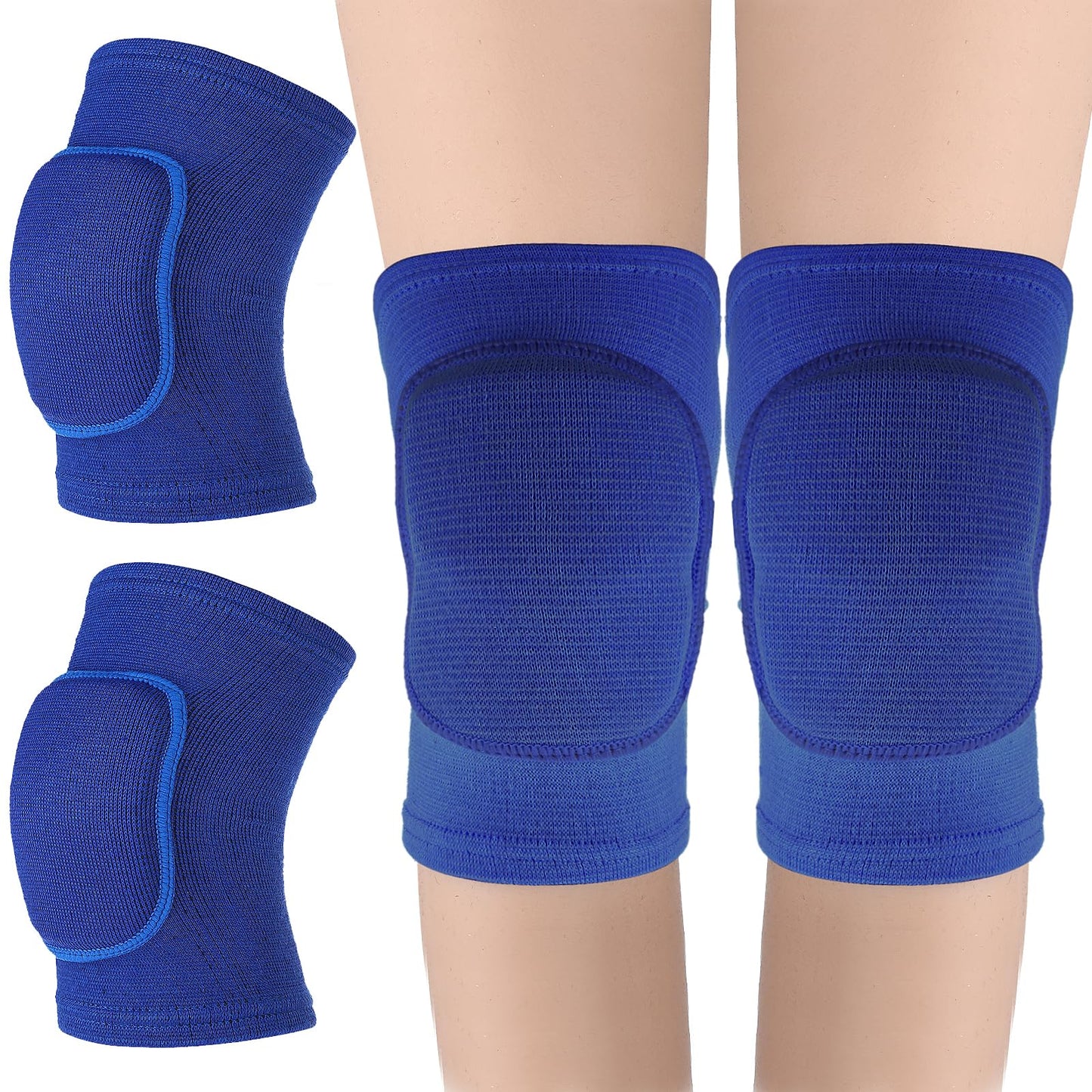 Sibba Kids Knee Pad, Breathable Elastic Knee Brace, Anti-Slip Padded Sponge Knee Protector for Volleyball Dance Running Skating Basketball Football Sports (Blue, S)